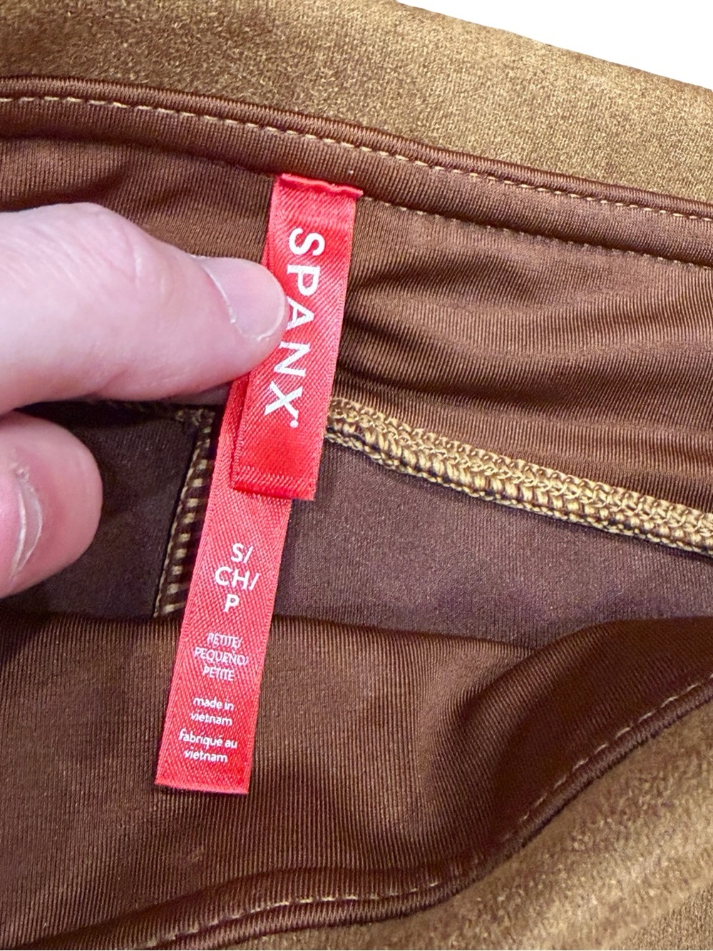 ✨ NWT Spanx Faux Suede Leggings Caramel Brown Small Petite - Picture 6 of 12